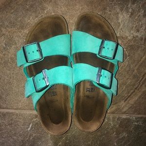 Turquoise Birkenstock sandals